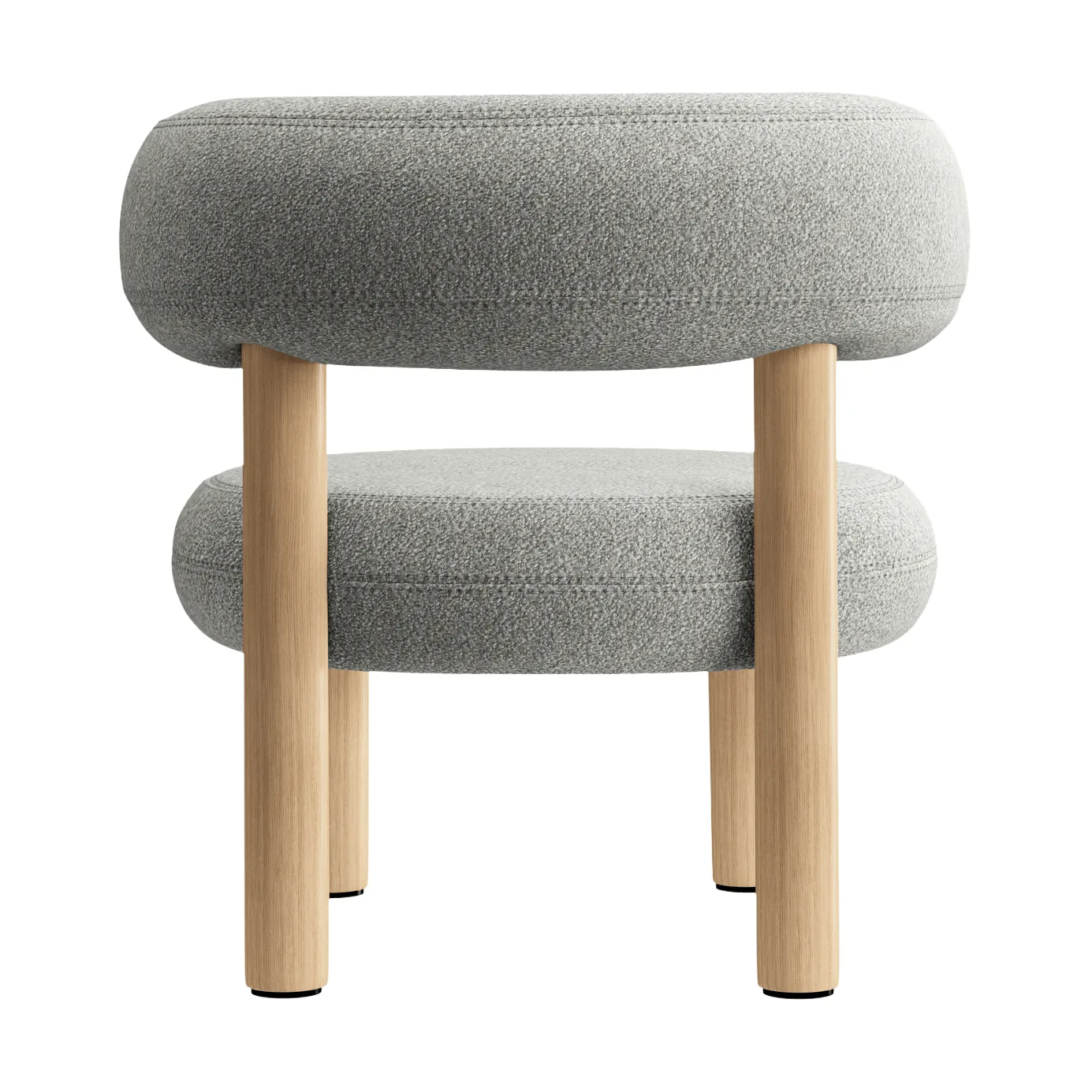 Poltrona Fat loungestol, Brushed natural wood & natural alpine boucle Tom Dixon