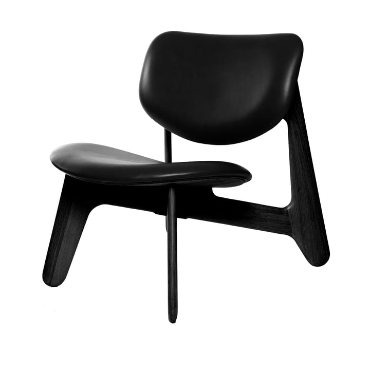 Poltrona lounge Slab con seduta rivestita - Frassino nero-nero pelle - Tom Dixon