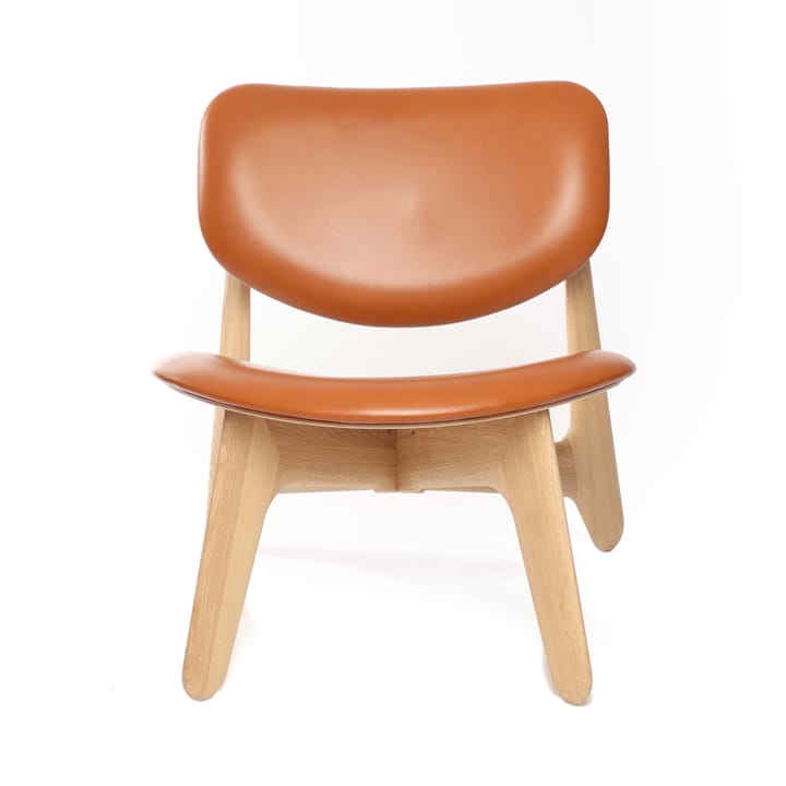 Poltrona lounge Slab con seduta rivestita - Rovere naturale-pelle cognac - Tom Dixon