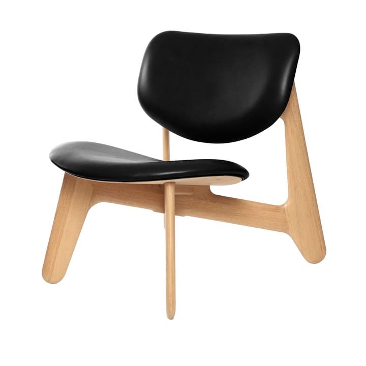 Poltrona lounge Slab con seduta rivestita - Rovere naturale-pelle nera - Tom Dixon