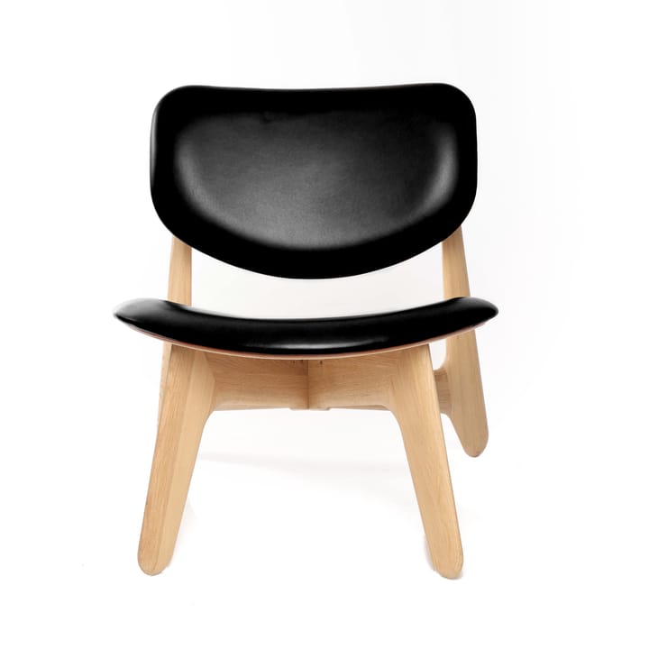 Poltrona lounge Slab con seduta rivestita, Rovere naturale-pelle nera Tom Dixon