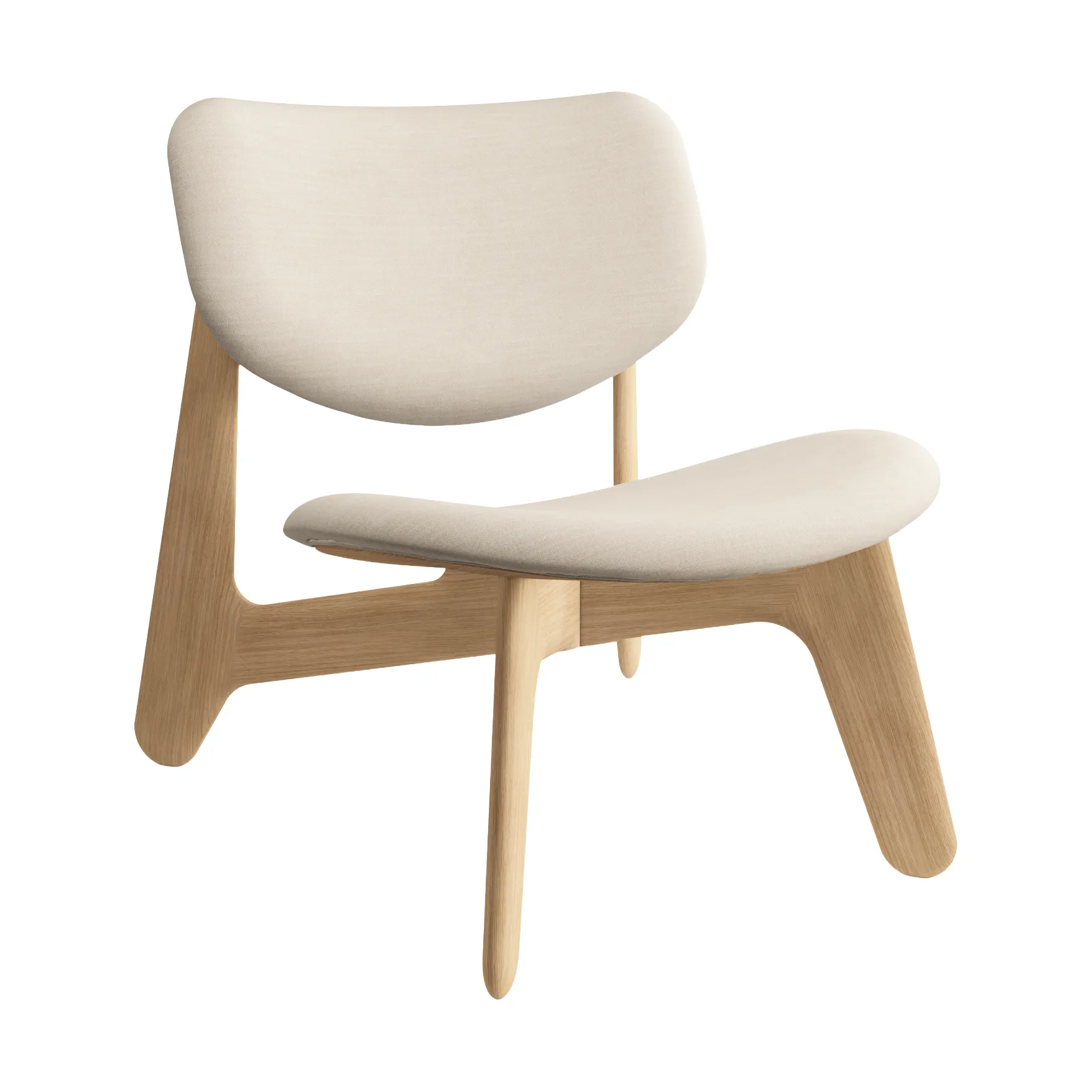 Poltrona lounge Slab con seduta rivestita, Rovere spazzolato naturale-Linara 05 CMHR Cream Tom Dixon