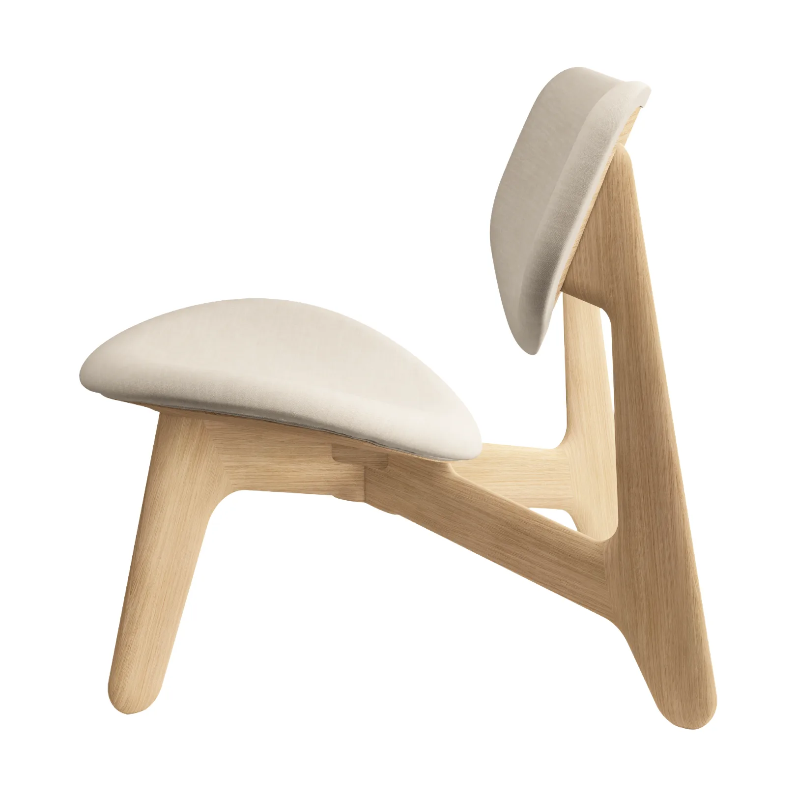 Poltrona lounge Slab con seduta rivestita, Rovere spazzolato naturale-Linara 05 CMHR Cream Tom Dixon