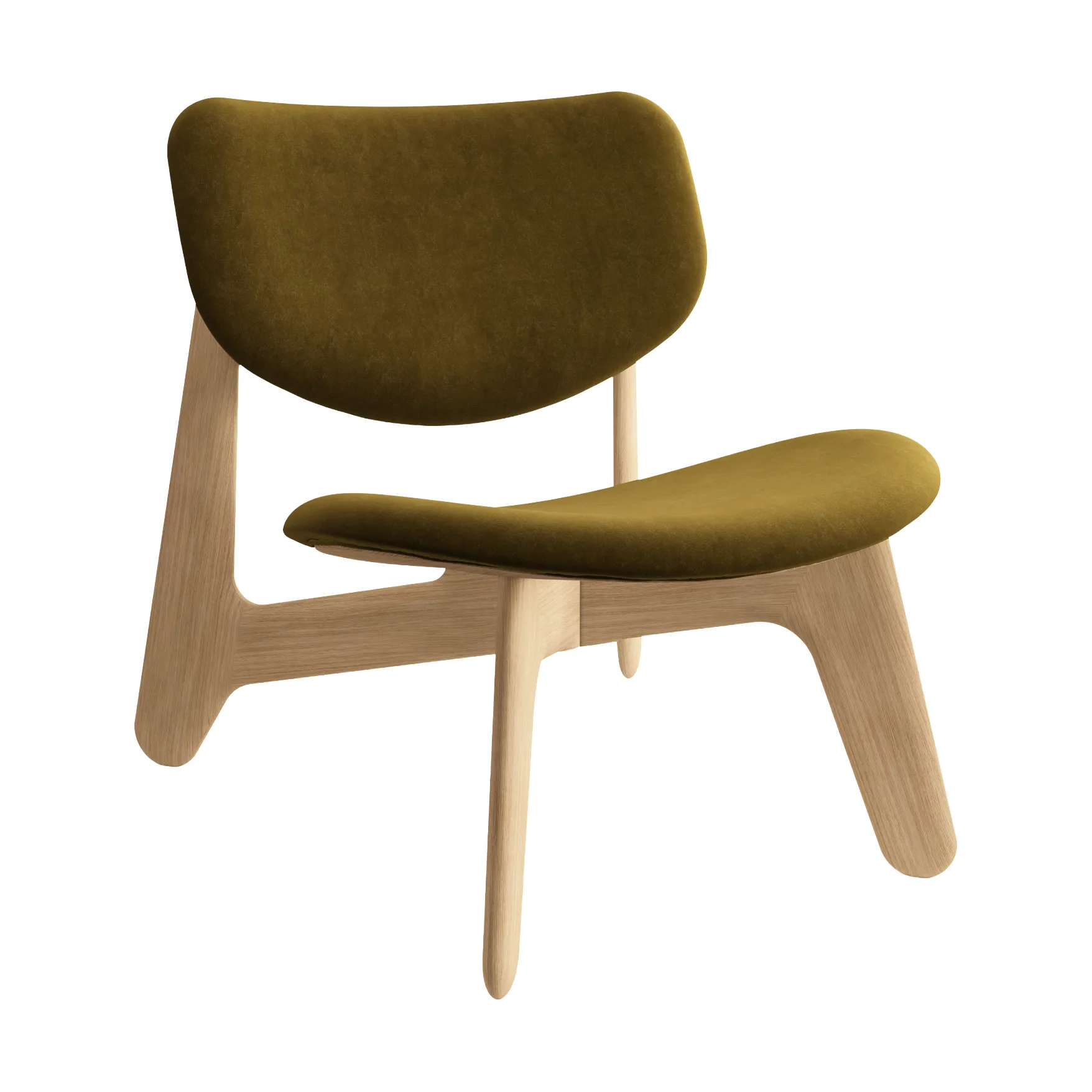 Poltrona lounge Slab con seduta rivestita, Rovere spazzolato naturale-Royal 0162 CMHR Khaki Tom Dixon