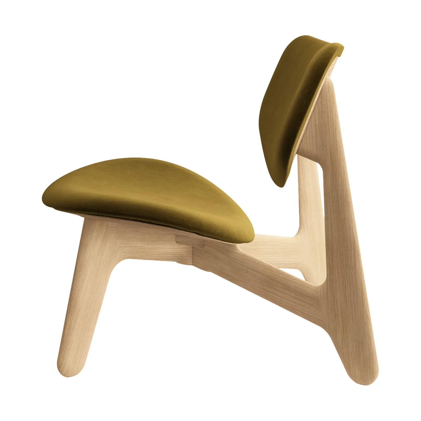 Poltrona lounge Slab con seduta rivestita, Rovere spazzolato naturale-Royal 0162 CMHR Khaki Tom Dixon