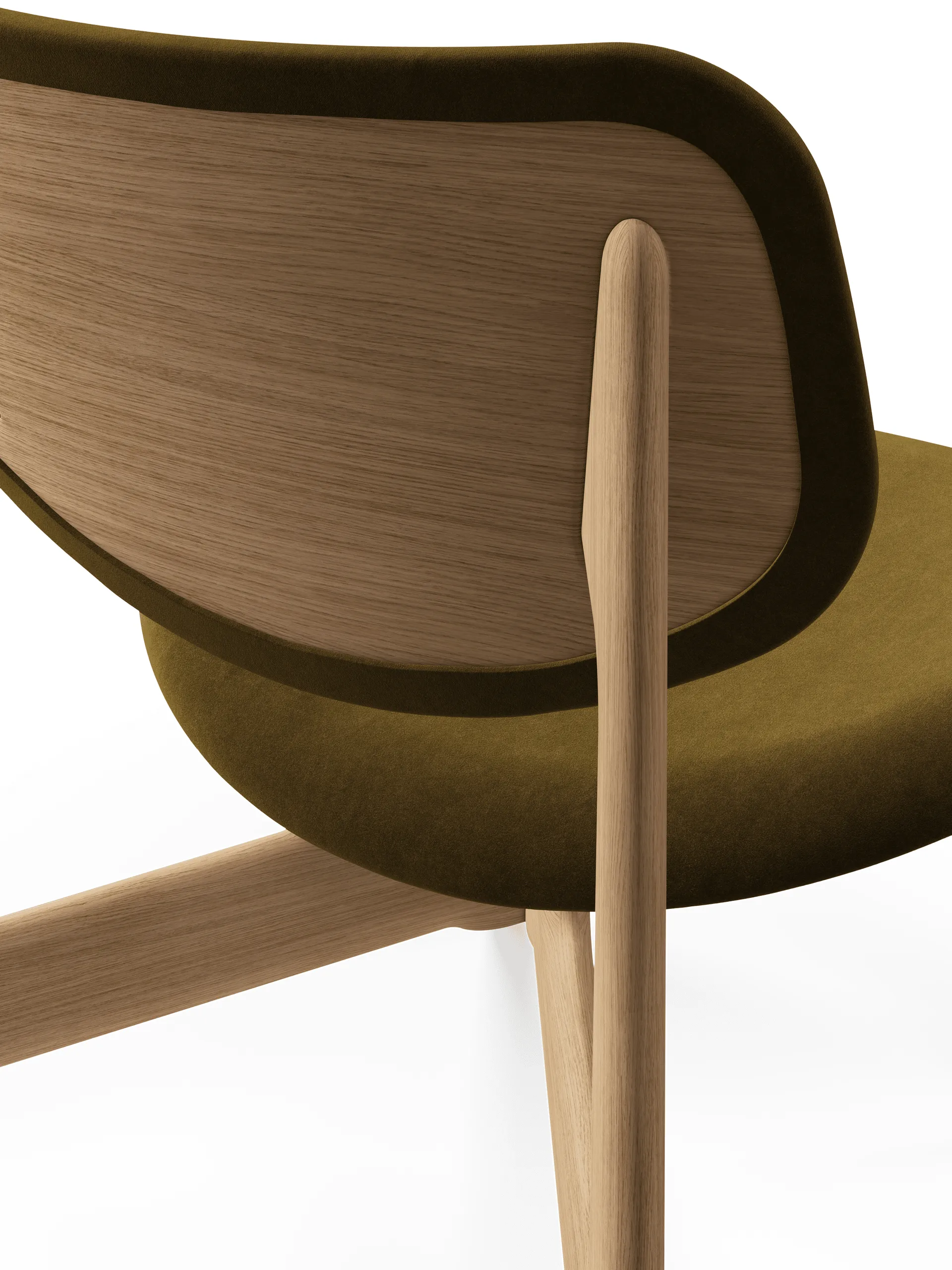 Poltrona lounge Slab con seduta rivestita, Rovere spazzolato naturale-Royal 0162 CMHR Khaki Tom Dixon