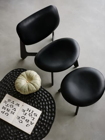 Pouf Slab 45x55 cm - Frassino nero-nero pelle - Tom Dixon