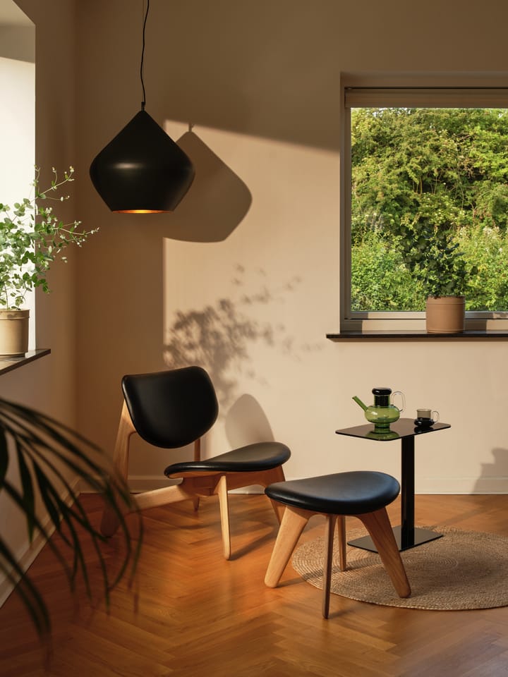 Pouf Slab 45x55 cm, Rovere naturale-pelle nera Tom Dixon