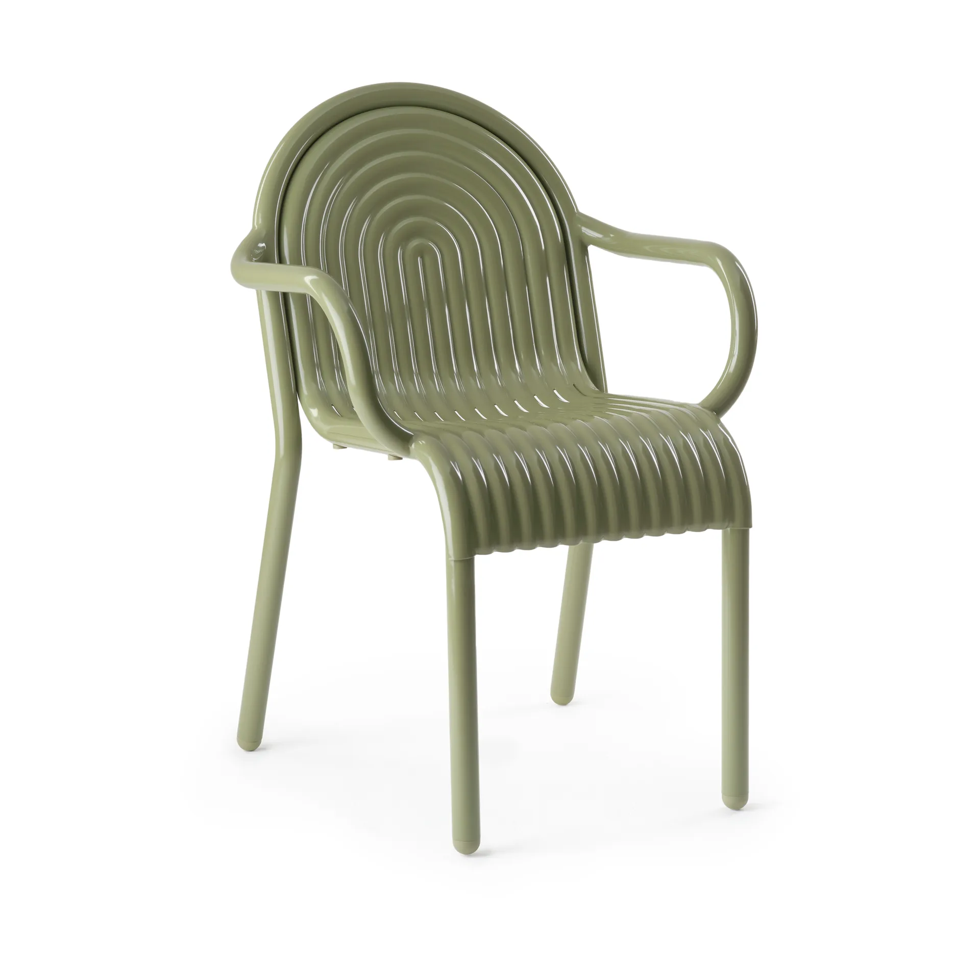 Sedia con braccioli Groove, Muschio Tom Dixon