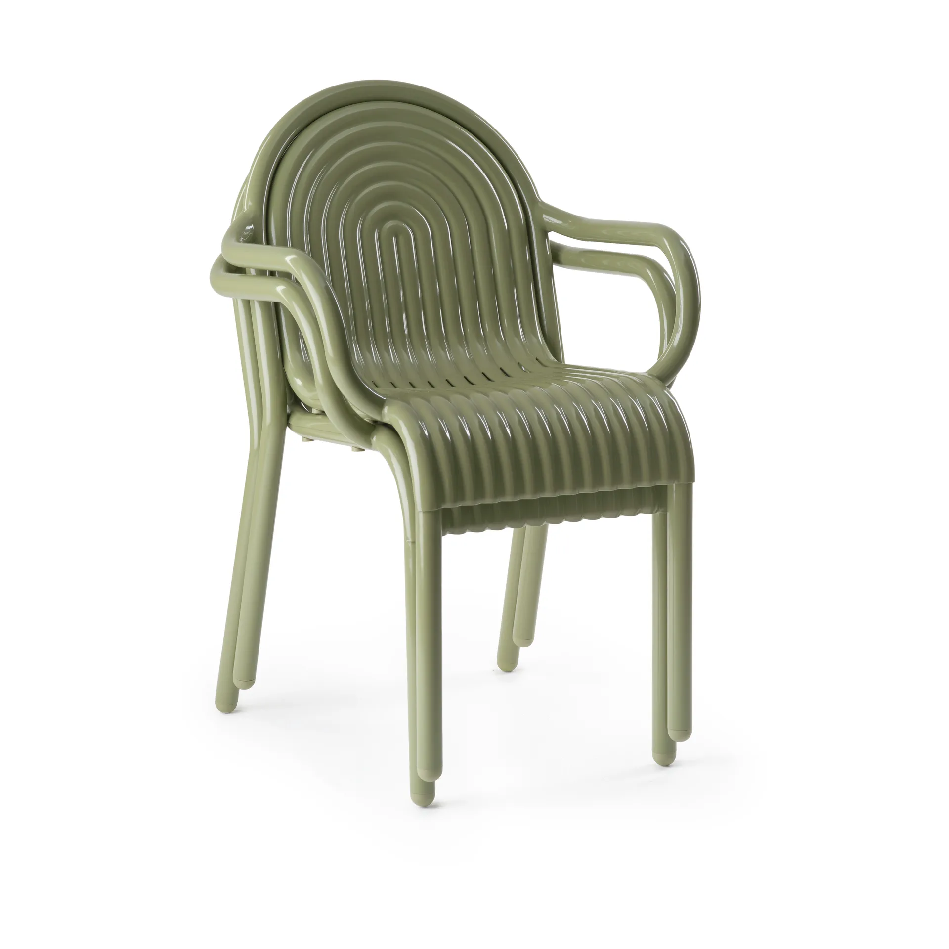 Sedia con braccioli Groove, Muschio Tom Dixon