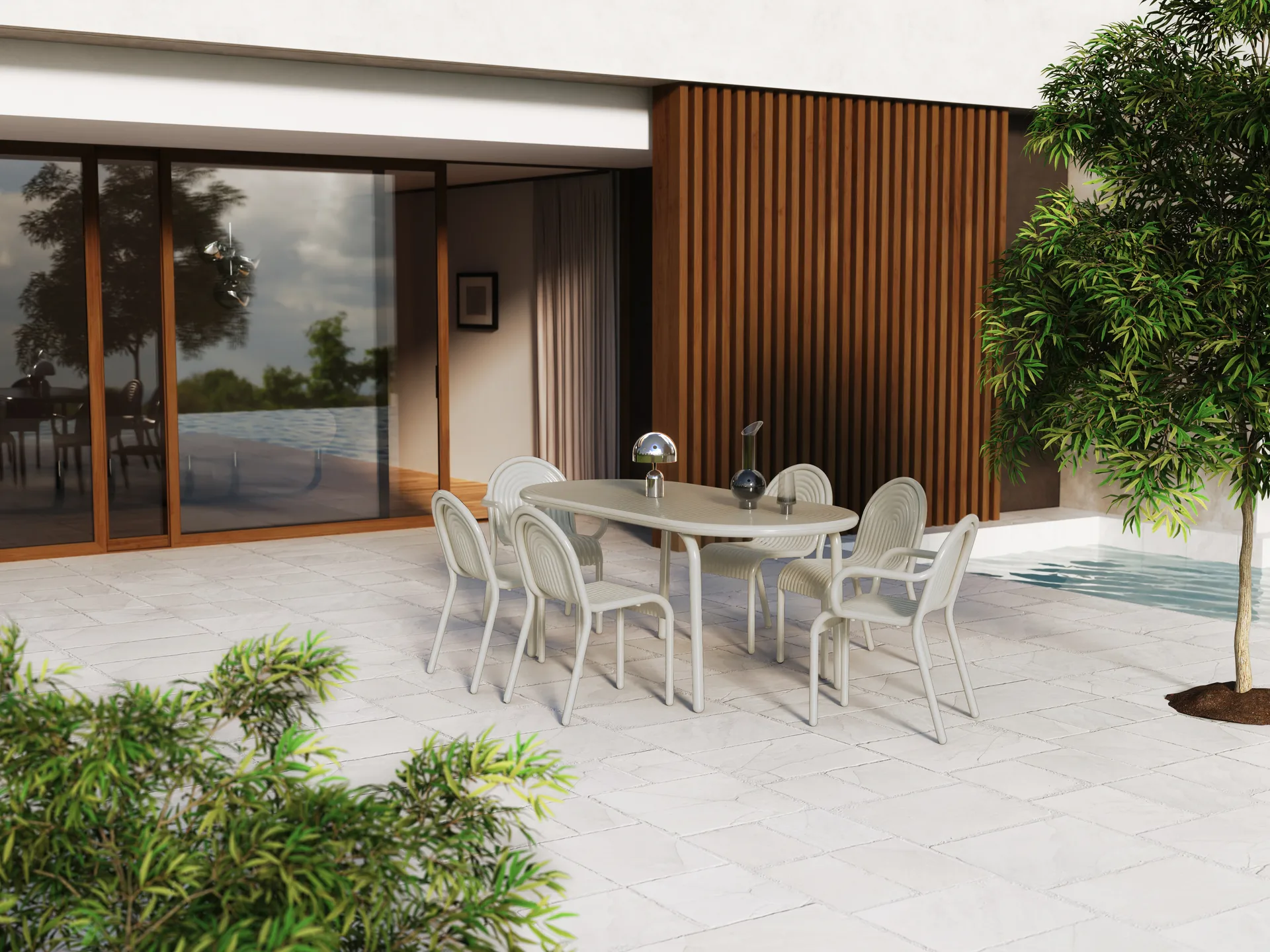 Sedia con braccioli Groove, Stucco Tom Dixon