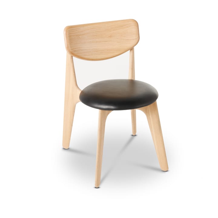 Sedia da pranzo Slab con seduta imbottita - Rovere naturale-pelle nera - Tom Dixon