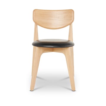 Sedia da pranzo Slab con seduta imbottita - Rovere naturale-pelle nera - Tom Dixon