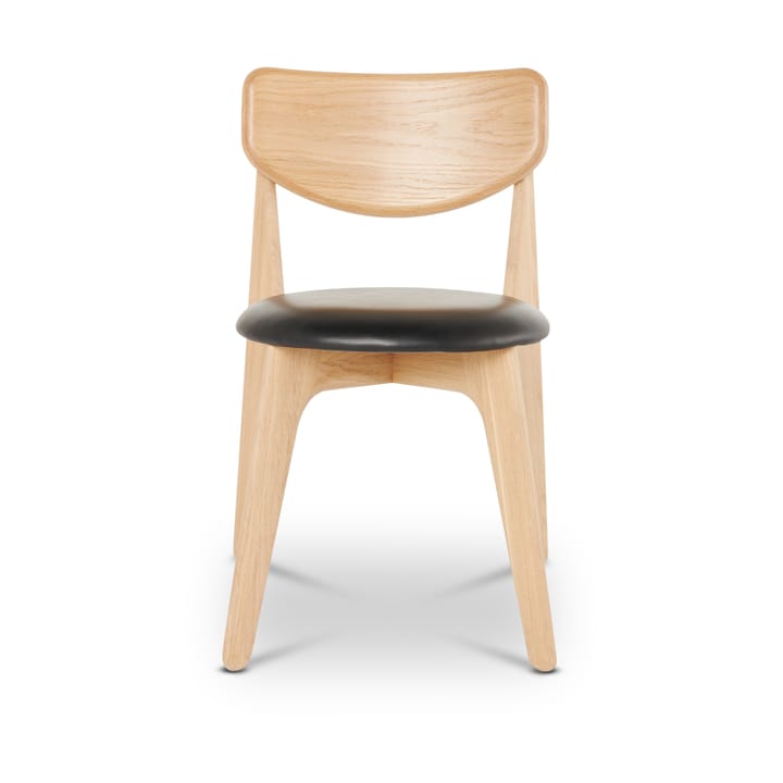 Sedia da pranzo Slab con seduta imbottita, Rovere naturale-pelle nera Tom Dixon