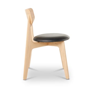 Sedia da pranzo Slab con seduta imbottita - Rovere naturale-pelle nera - Tom Dixon
