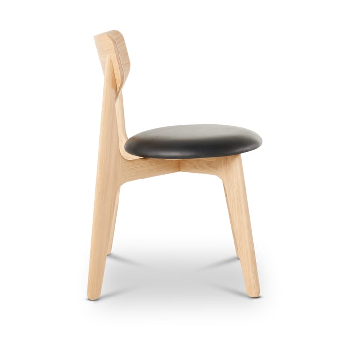 Sedia da pranzo Slab con seduta imbottita, Rovere naturale-pelle nera Tom Dixon