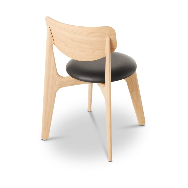 Sedia da pranzo Slab con seduta imbottita, Rovere naturale-pelle nera Tom Dixon