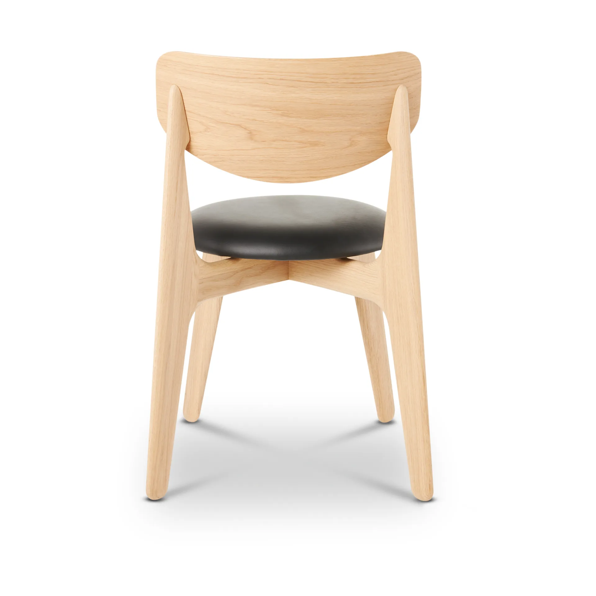 Sedia da pranzo Slab con seduta imbottita, Rovere naturale-pelle nera Tom Dixon