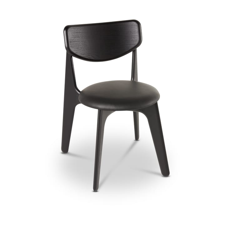 Sedia da pranzo Slab con seduta imbottita - Rovere nero-pelle nera - Tom Dixon