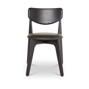 Sedia da pranzo Slab con seduta imbottita - Rovere nero-pelle nera - Tom Dixon