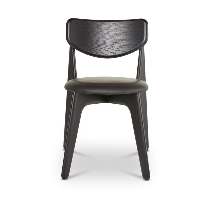 Sedia da pranzo Slab con seduta imbottita, Rovere nero-pelle nera Tom Dixon