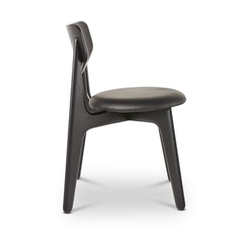 Sedia da pranzo Slab con seduta imbottita - Rovere nero-pelle nera - Tom Dixon