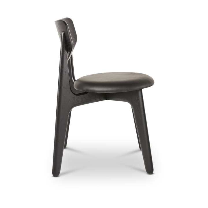 Sedia da pranzo Slab con seduta imbottita, Rovere nero-pelle nera Tom Dixon