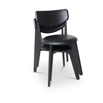 Sedia da pranzo Slab con seduta imbottita - Rovere nero-pelle nera - Tom Dixon