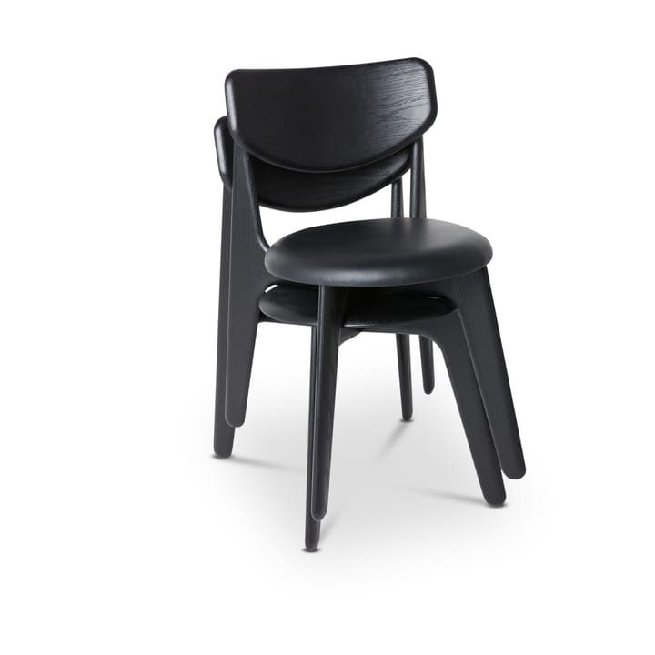 Sedia da pranzo Slab con seduta imbottita, Rovere nero-pelle nera Tom Dixon