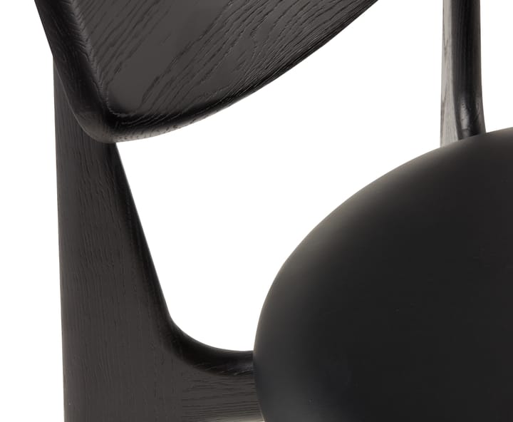 Sedia da pranzo Slab con seduta imbottita, Rovere nero-pelle nera Tom Dixon