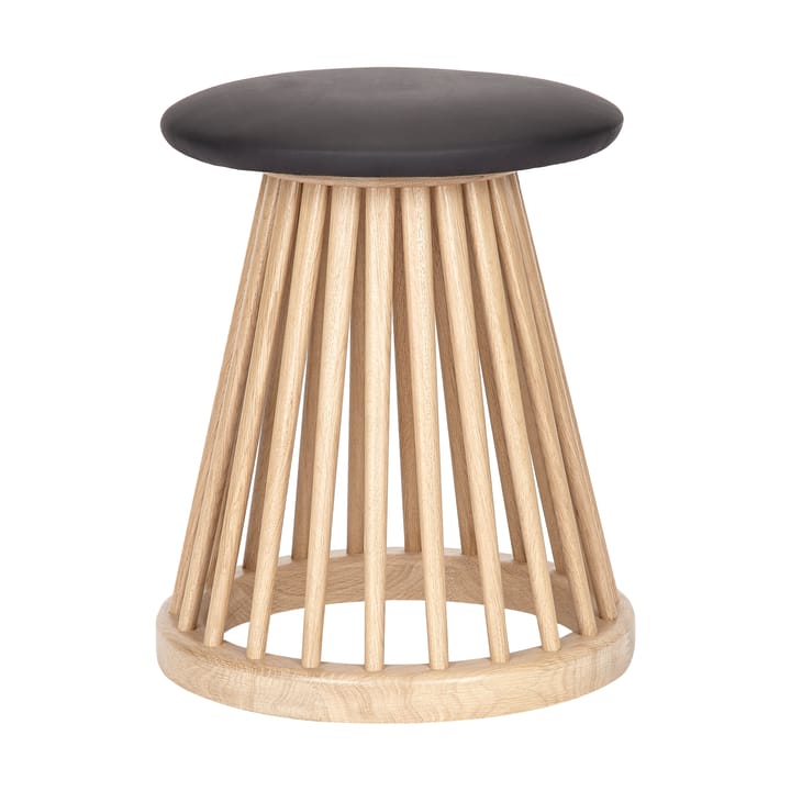 Sgabello Fan 45 cm, Quercia naturale-pelle nera Tom Dixon