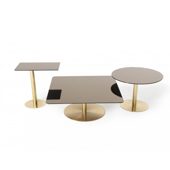 Tavolino Flash 80x80 cm, Vetro specchiato nero - supporto nero Tom Dixon