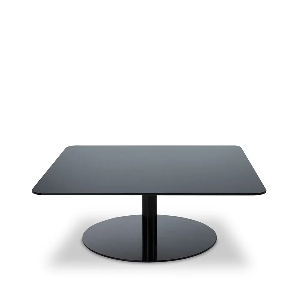 Tavolino Flash 80x80 cm, Vetro specchiato nero - supporto nero Tom Dixon