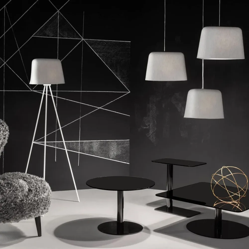 Tavolino Flash 80x80 cm, Vetro specchiato nero - supporto nero Tom Dixon