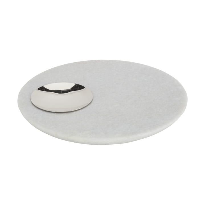 Vassoio da portata in pietra Ø22 cm - White marble-argento - Tom Dixon