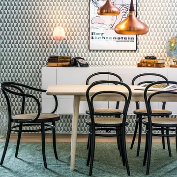 Sedia Ton n. 30 con seduta in rattan - mordente nero b123, seduta in rattan - TON