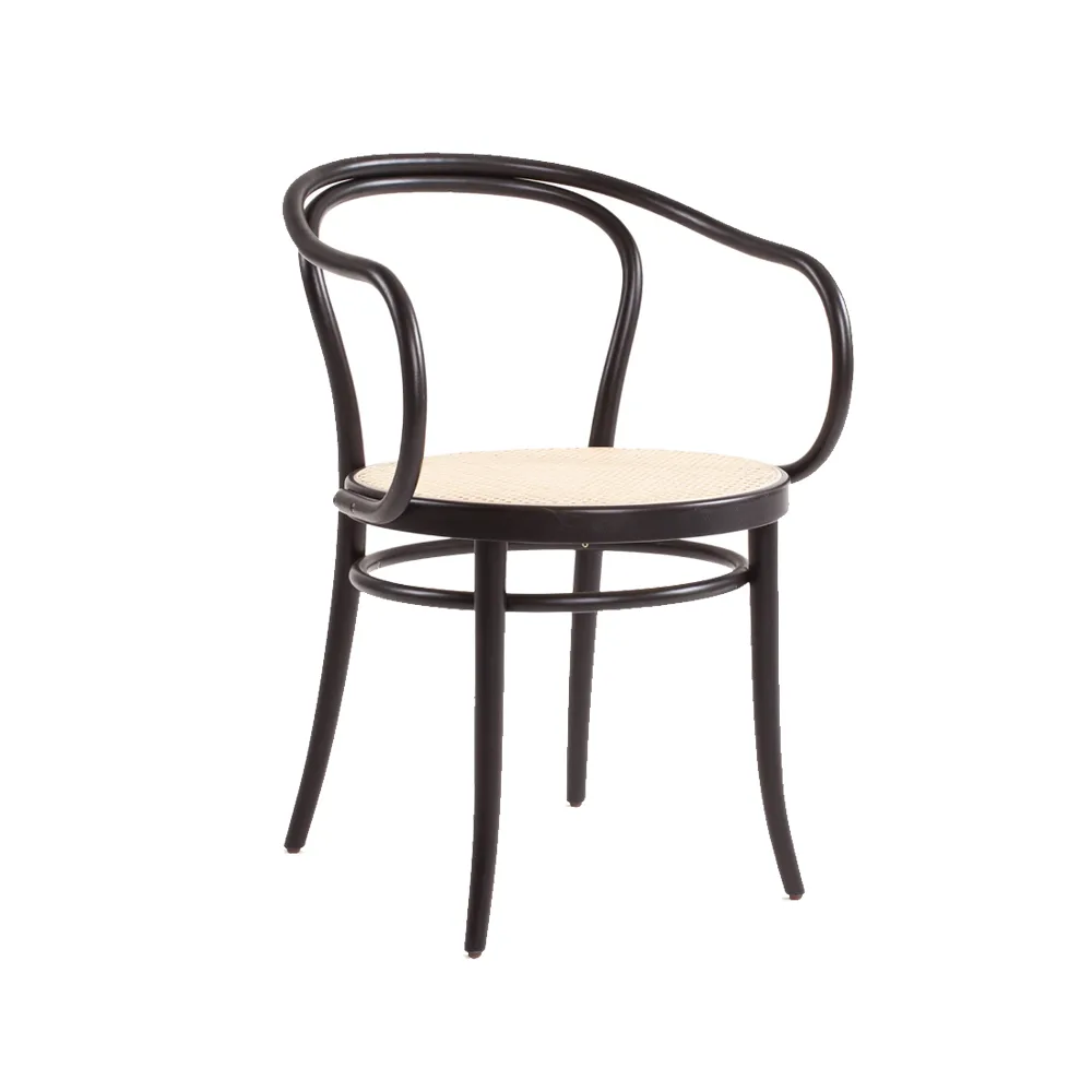 Sedia Ton n. 30 con seduta in rattan, mordente nero b123, seduta in rattan TON