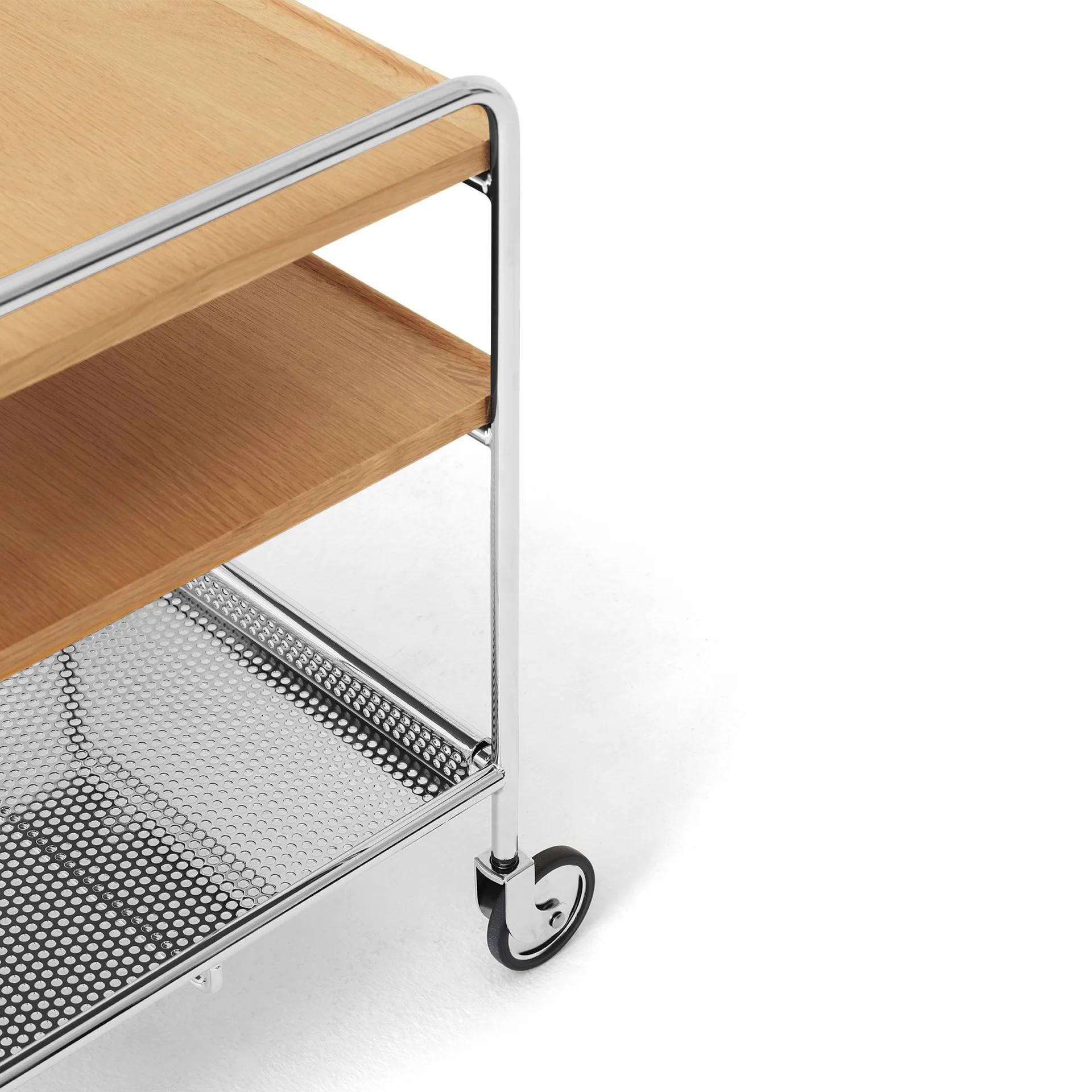 Alima NDS2 carrello portavivande, Rovere laccato-cromo &Tradition