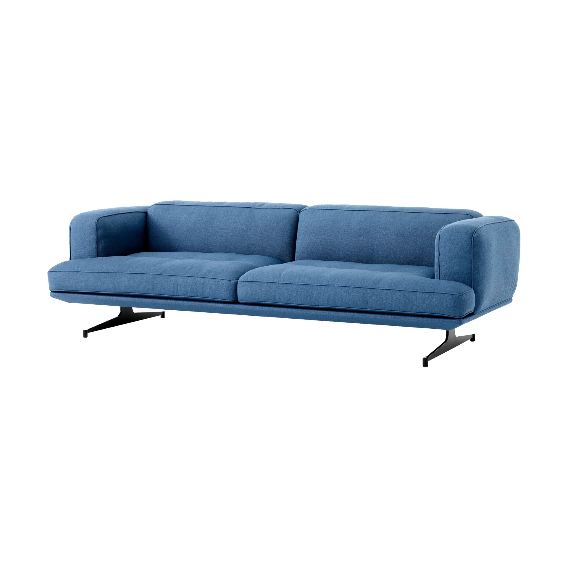 Divano a 3 posti Inland AV23, Vidar 4 Denim Blue 733, piedi neri &Tradition