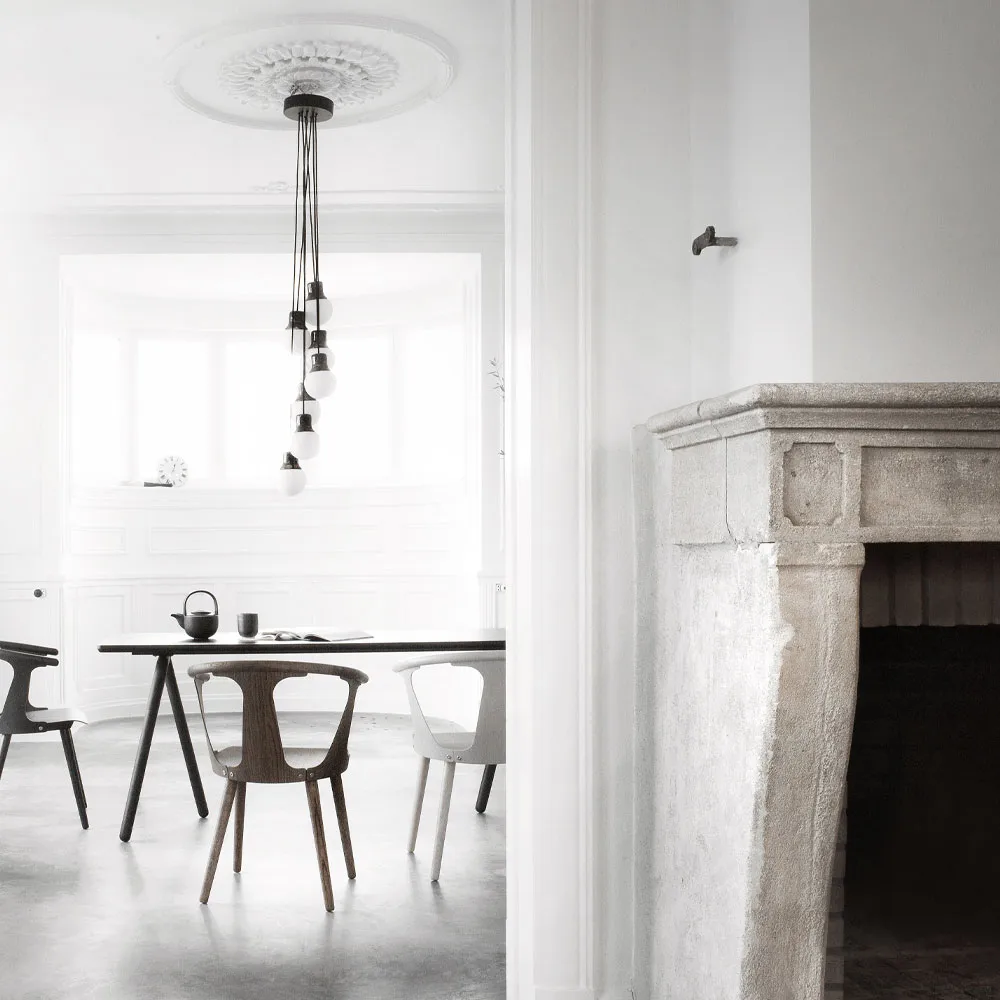 Lampada a sospensione Mass Light NA6, Marmo nero/bianco, nero marquina &Tradition