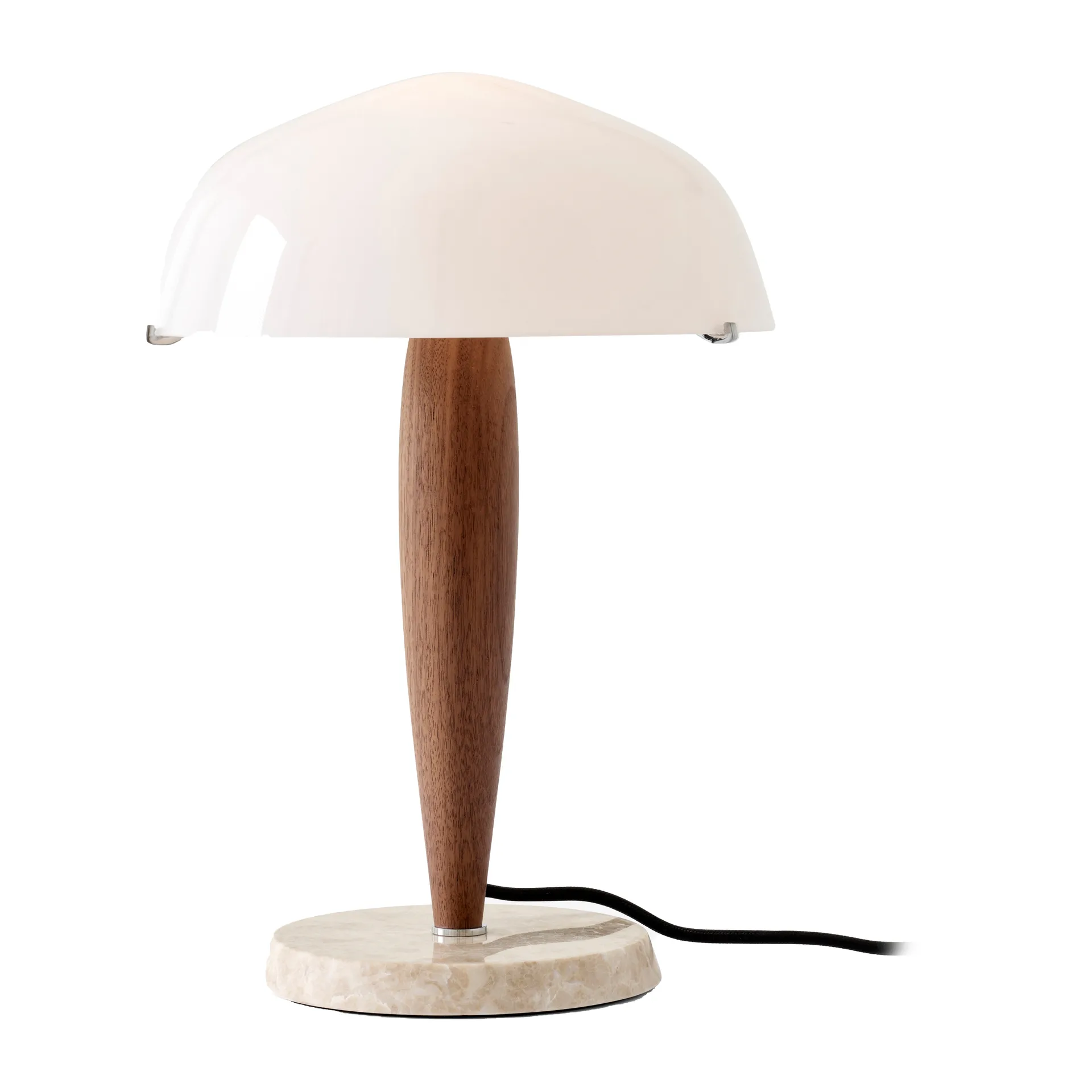 Lampada da tavolo Herman SHY3, walnut & cream marble, cavo in tessuto &Tradition