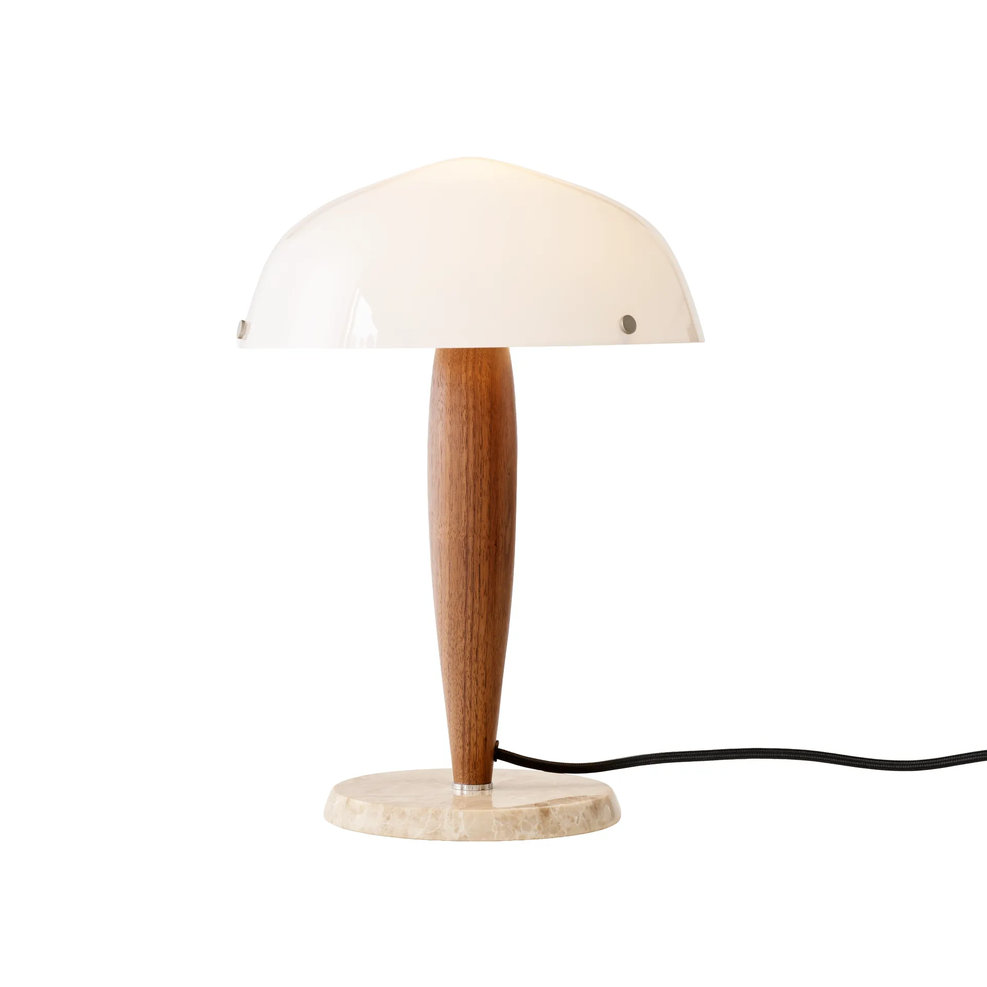Lampada da tavolo Herman SHY3, walnut & cream marble, cavo in tessuto &Tradition