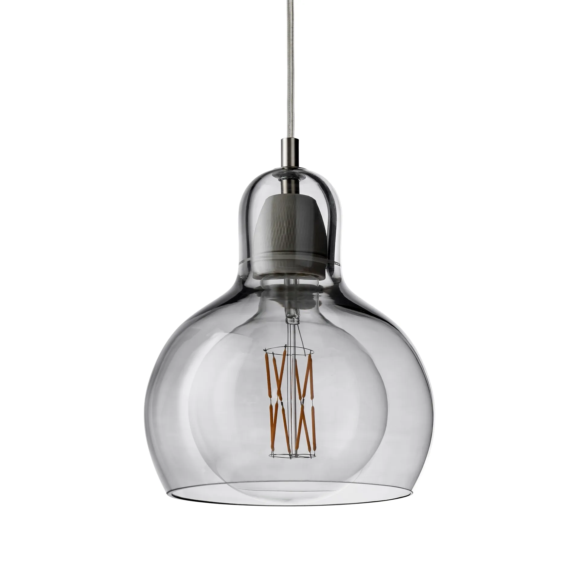 Lampada Mega Bulb, Argento-cordino trasparente &Tradition