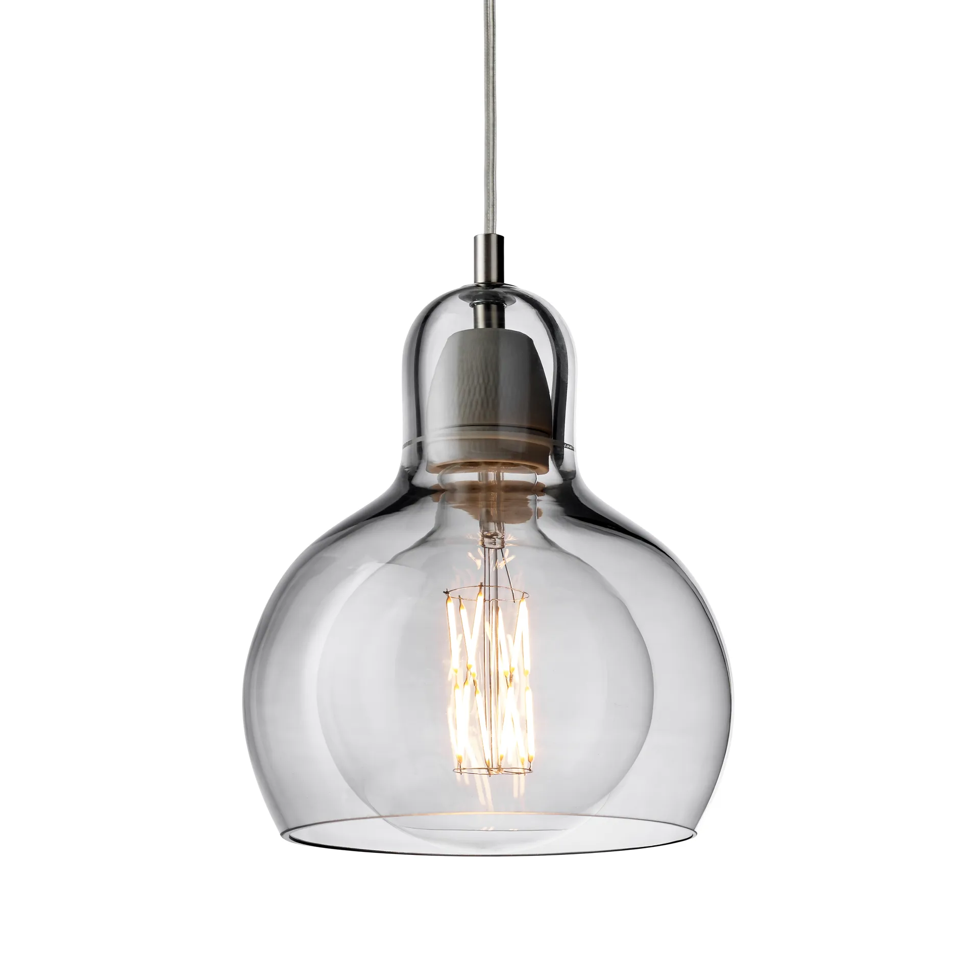 Lampada Mega Bulb, Argento-cordino trasparente &Tradition