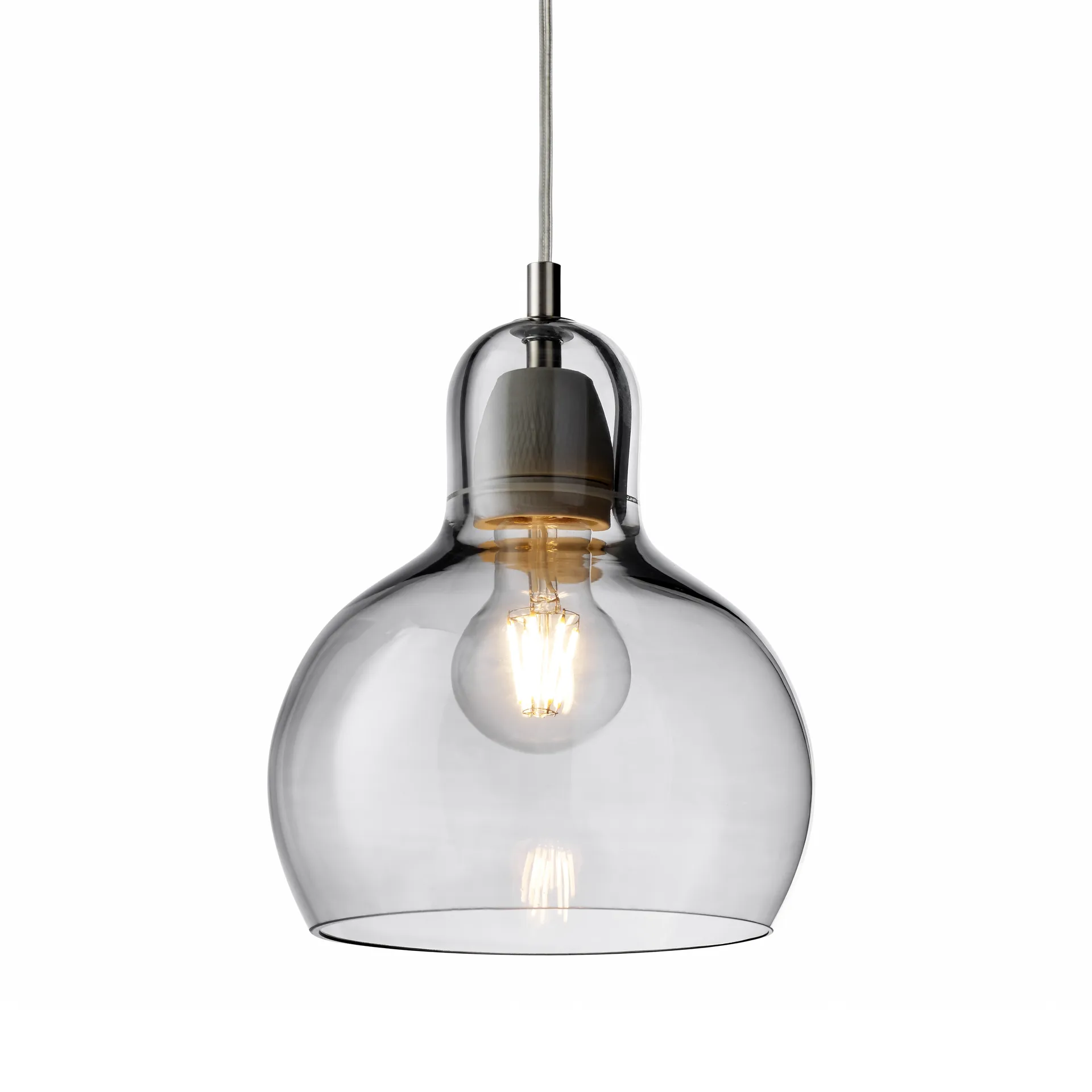 Lampada Mega Bulb, Argento-cordino trasparente &Tradition
