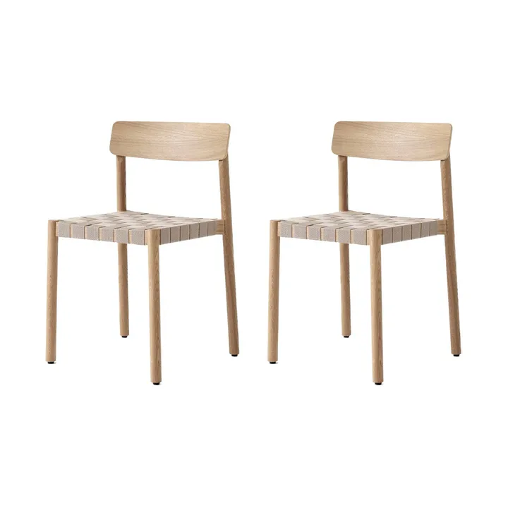 Sedia Betty TK1, Rovere-seduta intrecciata in lino naturale, confezione da 2 - &Tradition