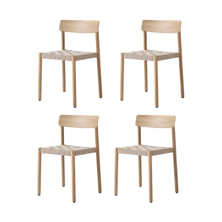 Sedia Betty TK1, Rovere-seduta intrecciata in lino naturale, confezione da 4 - &Tradition