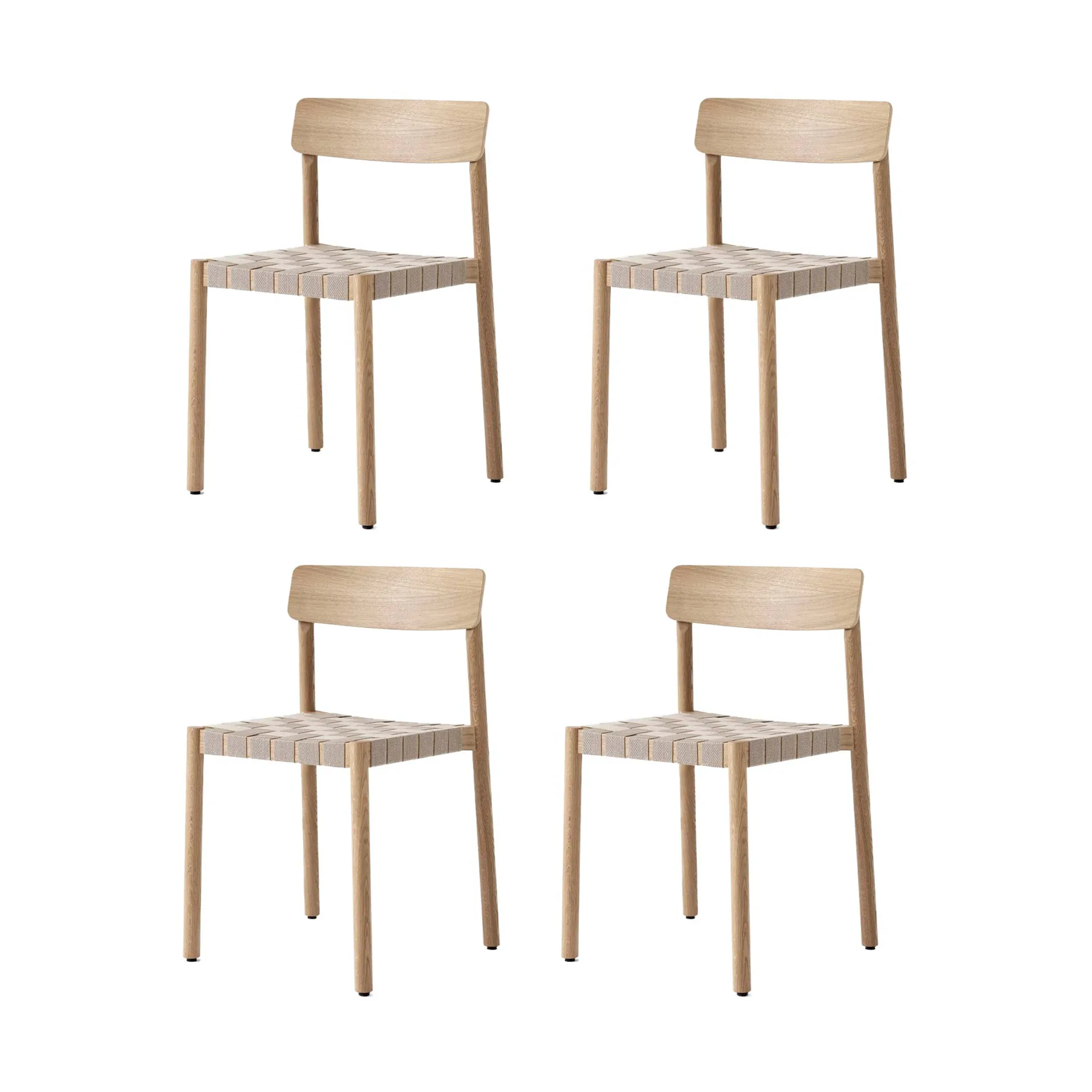 Sedia Betty TK1, Rovere-seduta intrecciata in lino naturale, confezione da 4 &Tradition