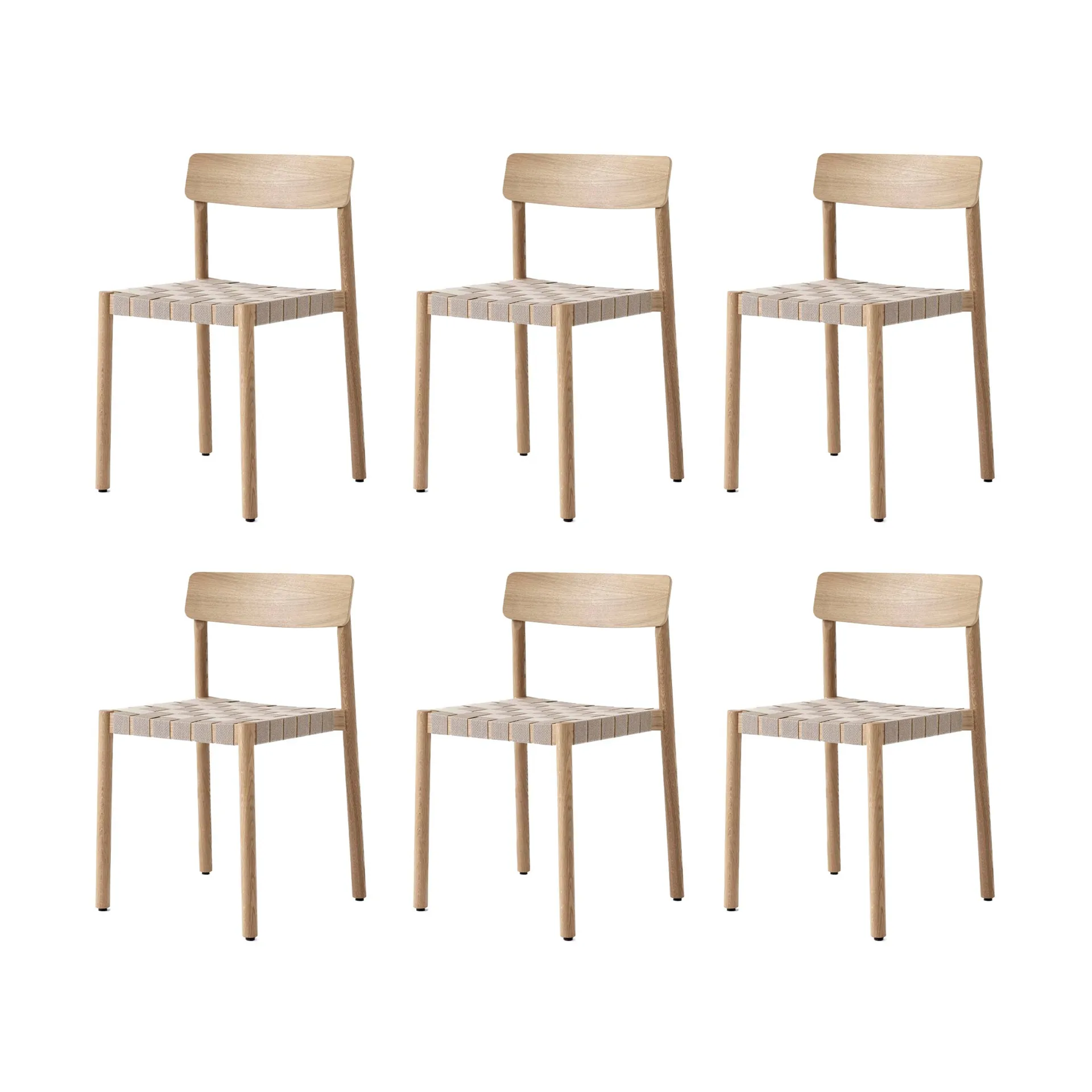 Sedia Betty TK1, Rovere-seduta intrecciata in lino naturale, confezione da 6,  &Tradition