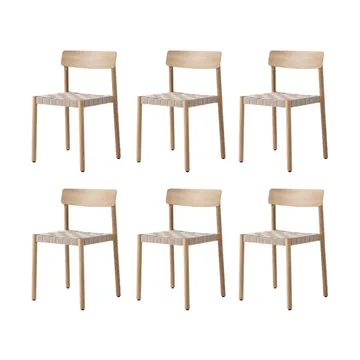 Sedia Betty TK1, Rovere-seduta intrecciata in lino naturale, confezione da 6 - &Tradition
